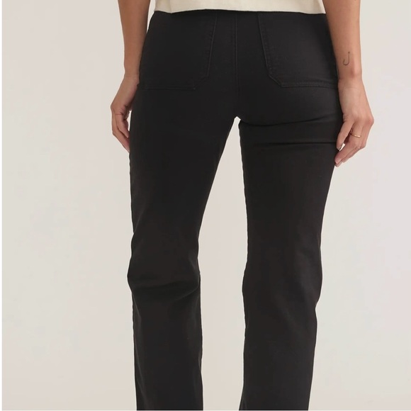 Marine Layer Bridget Twill Flare Patch Pants W/Patch Pockets Faded Black, Size 6 - Picture 3 of 13